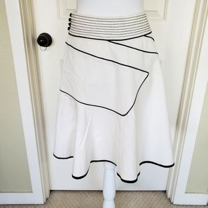 Women's White and Black A-line Skirt